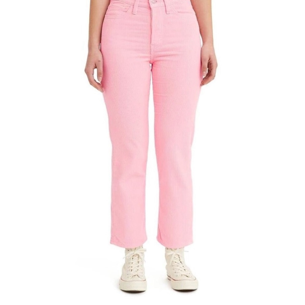 Levi’s Baby pink corduroy straight leg high rise pants